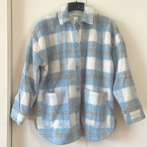 L-Space shirt jacket. XS light blue/plaid